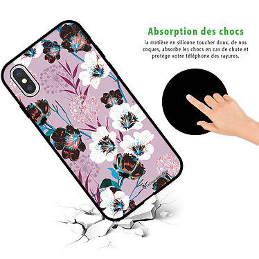 Avis LaCoqueFrançaise Coque iPhone X/Xs Silicone Liquide Douce noir Fleurs parme