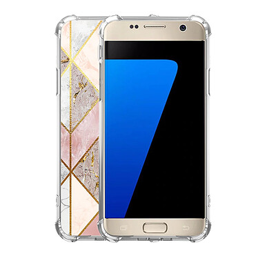 Avis Evetane Coque Samsung Galaxy S7 anti-choc souple angles renforcés transparente Motif Marbre Rose Losange