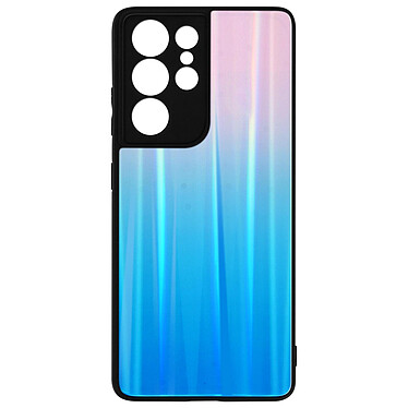 Avizar Coque Samsung Galaxy S21 Ultra Bi-matière Holographique Brillant Rose et bleu
