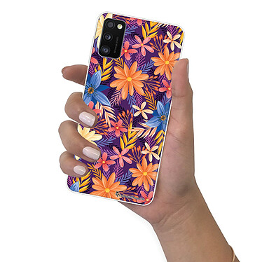 LaCoqueFrançaise Coque Samsung Galaxy A41 360 intégrale transparente Motif Fleurs violettes et oranges Tendance pas cher