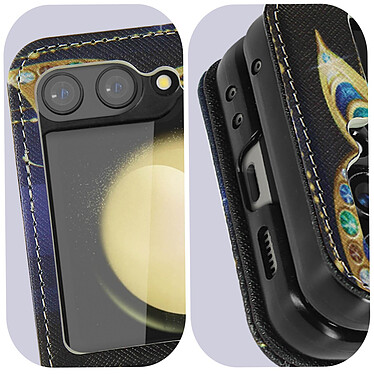 Avizar Coque Papillon pour Samsung Galaxy Z Flip 5 Rigide revêtement simili cuir  Noir pas cher