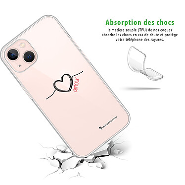 Avis LaCoqueFrançaise Coque iPhone 13 silicone transparente Motif Coeur Noir Amour ultra resistant