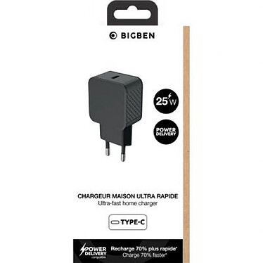 Avis BigBen Connected Chargeur maison USB C 25W Power Delivery Ultra rapide Noir