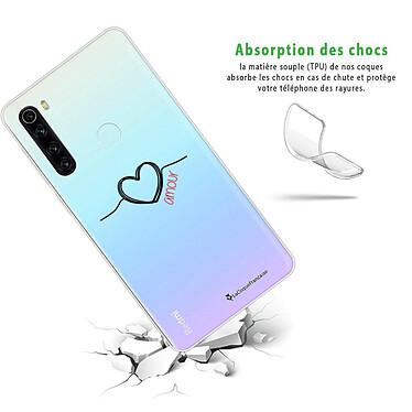 Avis LaCoqueFrançaise Coque Xiaomi Redmi Note 8 T 360 intégrale transparente Motif Coeur Noir Amour Tendance