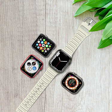 Avizar Bracelet pour Apple Watch 41mm et 40mm et 28mm Silicone Ajustable Fermoir Ardillon  Beige pas cher