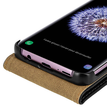 Avizar Etui Samsung Galaxy S9 Plus à Clapet Cuir Languette magnétique - Noir pas cher