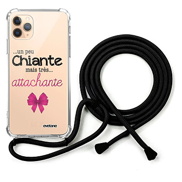 Evetane Coque cordon iPhone 11 Pro noir Dessin Un peu chiante tres attachante