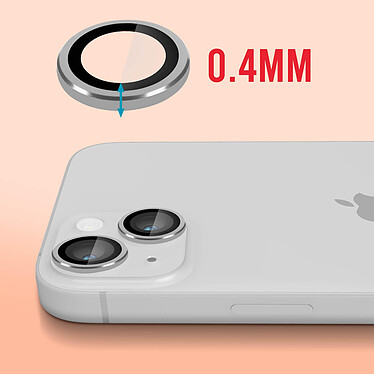 Avizar Film caméra pour iPhone 14 et 14 Plus Verre trempé 9H 0.4mm  Transparent Contour argent pas cher