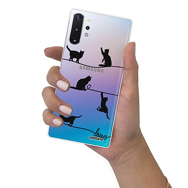 Evetane Coque Samsung Galaxy Note 10 Plus 360 intégrale transparente Motif Chat Lignes Tendance pas cher
