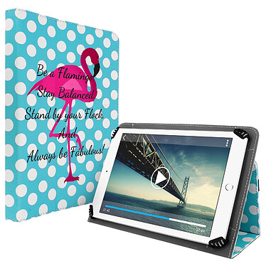 Avizar Housse Universelle Tablette 9' à 10' Etui Motif Flamingo à Pois Fonction Support