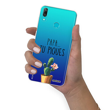 Evetane Coque Huawei Y7 2019 silicone transparente Motif Papa tu piques ultra resistant pas cher