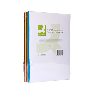 Q-CONNECT Papier couleur multifonction A4 80g/m2 ramette 500 feuilles - 5 coloris assortis