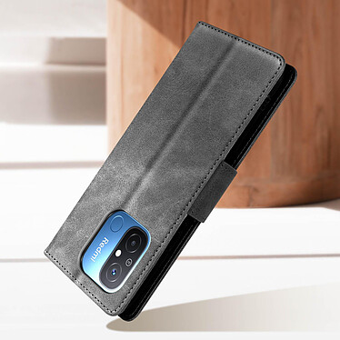 Avizar Étui Portefeuille Gris  pour Xiaomi Redmi 12C, série Bara Soft Leather pas cher