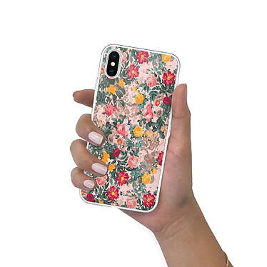 LaCoqueFrançaise Coque iPhone X/Xs 360 intégrale Fleurs Beige et Rose Tendance pas cher