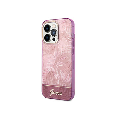 Guess Coque pour Apple iPhone 14 Pro TPU Jungle Rose