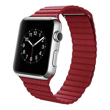 Avizar Bracelet Apple Watch 42 et 44 mm en Cuir matelassé et Magnétique - Rouge