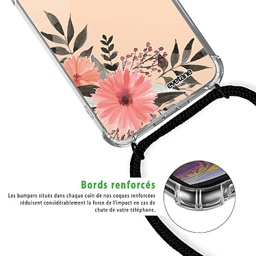 Acheter Evetane Coque cordon iPhone 11 Pro noir Dessin Fleurs roses