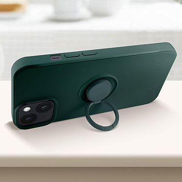 Avizar Coque Silicone pour iPhone 14 Flexible avec Bague Support  Vert Foncé pas cher