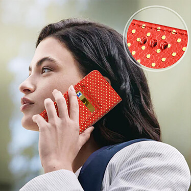 Avis Avizar Etui à Pois pour Smartphone 3,8 à 4,3 Clapet Portefeuille Support et Miroir  rouge