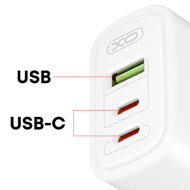 Avis XO Chargeur Secteur USB et USB-C 65W avec Câble USB-C Blanc