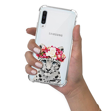 Evetane Coque Samsung Galaxy A70 anti-choc souple angles renforcés transparente Motif Leopard Couronne pas cher