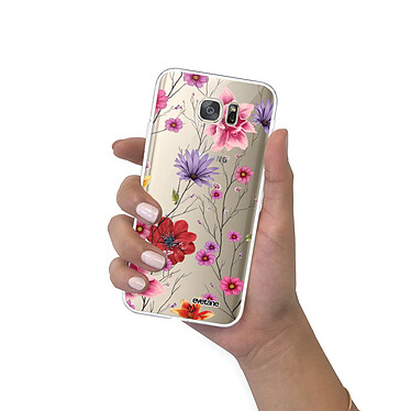 Evetane Coque Samsung Galaxy S7 360 intégrale transparente Motif Fleurs Multicolores Tendance pas cher