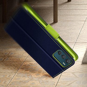 Acheter Avizar Étui pour Motorola Moto G42 Clapet Portefeuille Languette Magnétique Support Vidéo  bleu nuit et vert citron