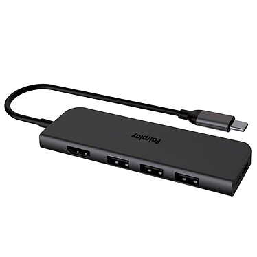 Fairplay Hub USB-C 100W  3x USB et Vidéo HDMI 4K, Design Compact - Noir