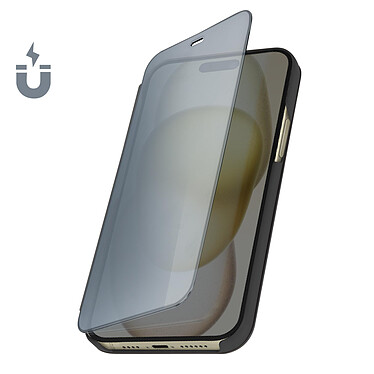Avizar Étui Clear View pour iPhone 15 Clapet Miroir Fonction Support  Noir pas cher