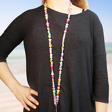 Avis Avizar Bijou Téléphone Bracelet Perles et Étoiles 110cm Collection Summer Multicolore
