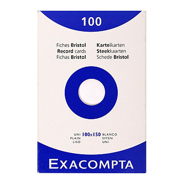 EXACOMPTA Étui de 100 fiches bristol uni non perforé 100x150mm x 20