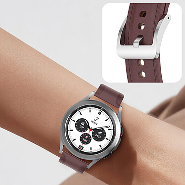 Avizar Bracelet Cuir pour Galaxy Watch 4 Watch 3 41mm Huawei Watch GT 3 42mm Marron pas cher