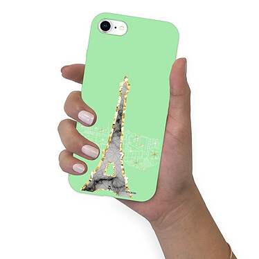 LaCoqueFrançaise Coque iPhone 7/8 Silicone Liquide Douce vert pâle Illumination de paris pas cher
