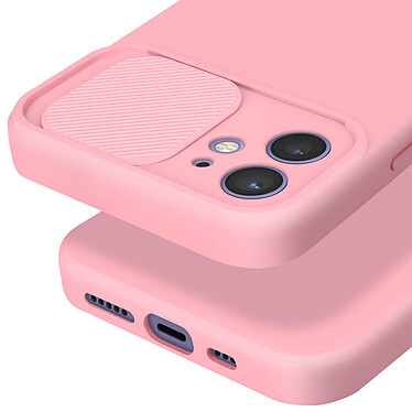 Avis Avizar Coque pour iPhone 12 Silicone Souple Cache Caméra Coulissant  rose clair