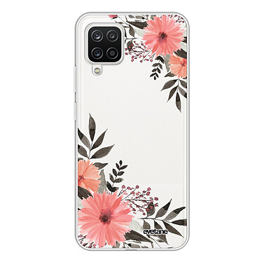 Evetane Coque Samsung Galaxy A12 360 intégrale transparente Motif Fleurs roses Tendance