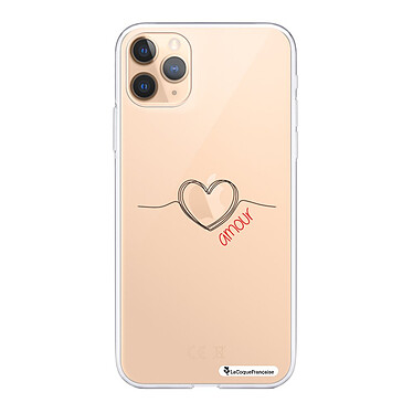 LaCoqueFrançaise Coque iPhone 11 Pro silicone transparente Motif Coeur Noir Amour ultra resistant