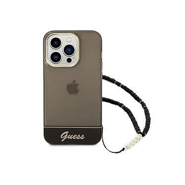 Guess Coque pour Apple iPhone 14 Pro Max Colors avec lanière perlée Noir