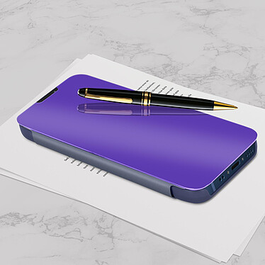 Avizar Housse iPhone 12 Pro Max Clapet translucide Design Miroir Support Vidéo violet pas cher