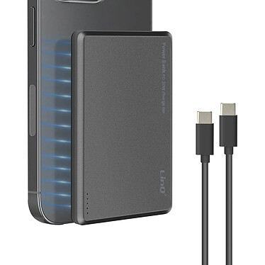 LinQ Batterie Externe iPhone MagSafe 8000mAh + USB-C 20W avec Câble USB-C Gris