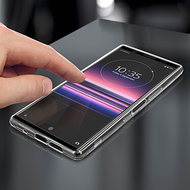Acheter Avizar Coque Sony Xperia 5 Silicone et Film Verre Trempé 9H transparent contour noir
