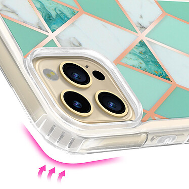 Acheter Avizar Coque Marbre iPhone 13 Pro Max Hybride avec Coins Renforcés turquoise et blanc