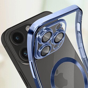 Avizar Coque MagSafe pour iPhone 14 Pro Silicone Protection Caméra  Contour Chromé Bleu Clair pas cher