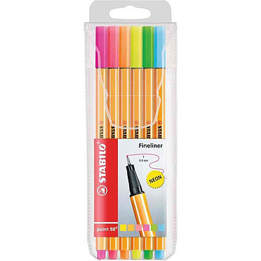 STABILO Pochette 6 stylos-feutres Point 88 Pointe Fine Coloris fluo Assortis x 10