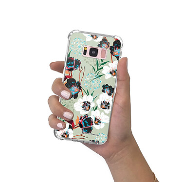 LaCoqueFrançaise Coque Samsung Galaxy S8 Plus Silicone antichocs Solides coins renforcés  transparente Motif Fleurs vert d'eau pas cher