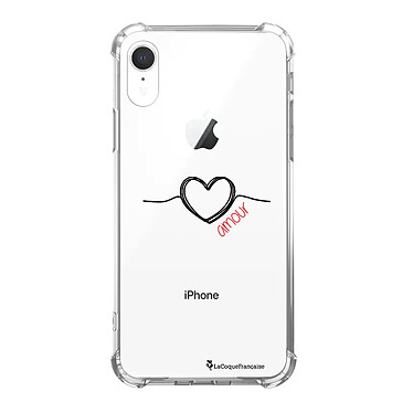 LaCoqueFrançaise Coque iPhone Xr anti-choc souple angles renforcés transparente Motif Coeur Noir Amour