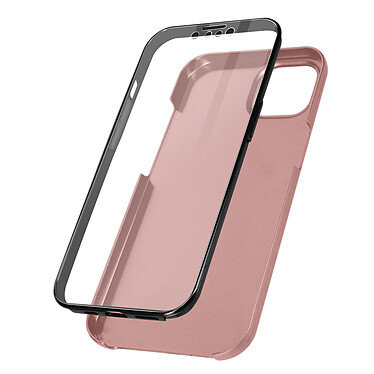 Avizar Coque iPhone 13 Mini Arrière Rigide rose gold et Avant Souple Transparent