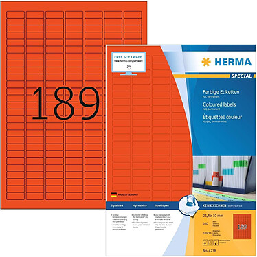 HERMA Etiquettes universelles SPECIAL, 25,4 x 10 mm, rouge