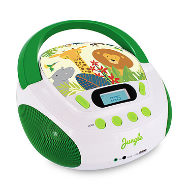 Metronic 477144 - Lecteur CD MP3 Jungle enfant avec port USB Système audio stéréo. Puissance audio 6W, avec réglage manuel du volume Prise casque 3,5mm Lecture des CD, CD-R, CD-RW