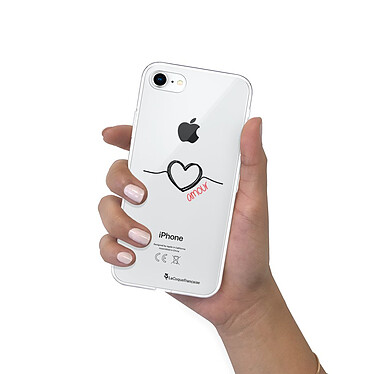 LaCoqueFrançaise Coque iPhone 7/8/ iPhone SE 2020 360 intégrale transparente Motif Coeur Noir Amour Tendance pas cher