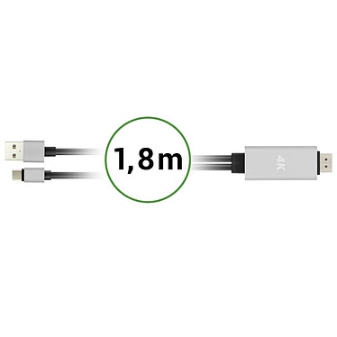 Avis 4smarts Câble MHL USB type C vers HDMI 4K Adaptateur Vidéo 1.8m  Noir